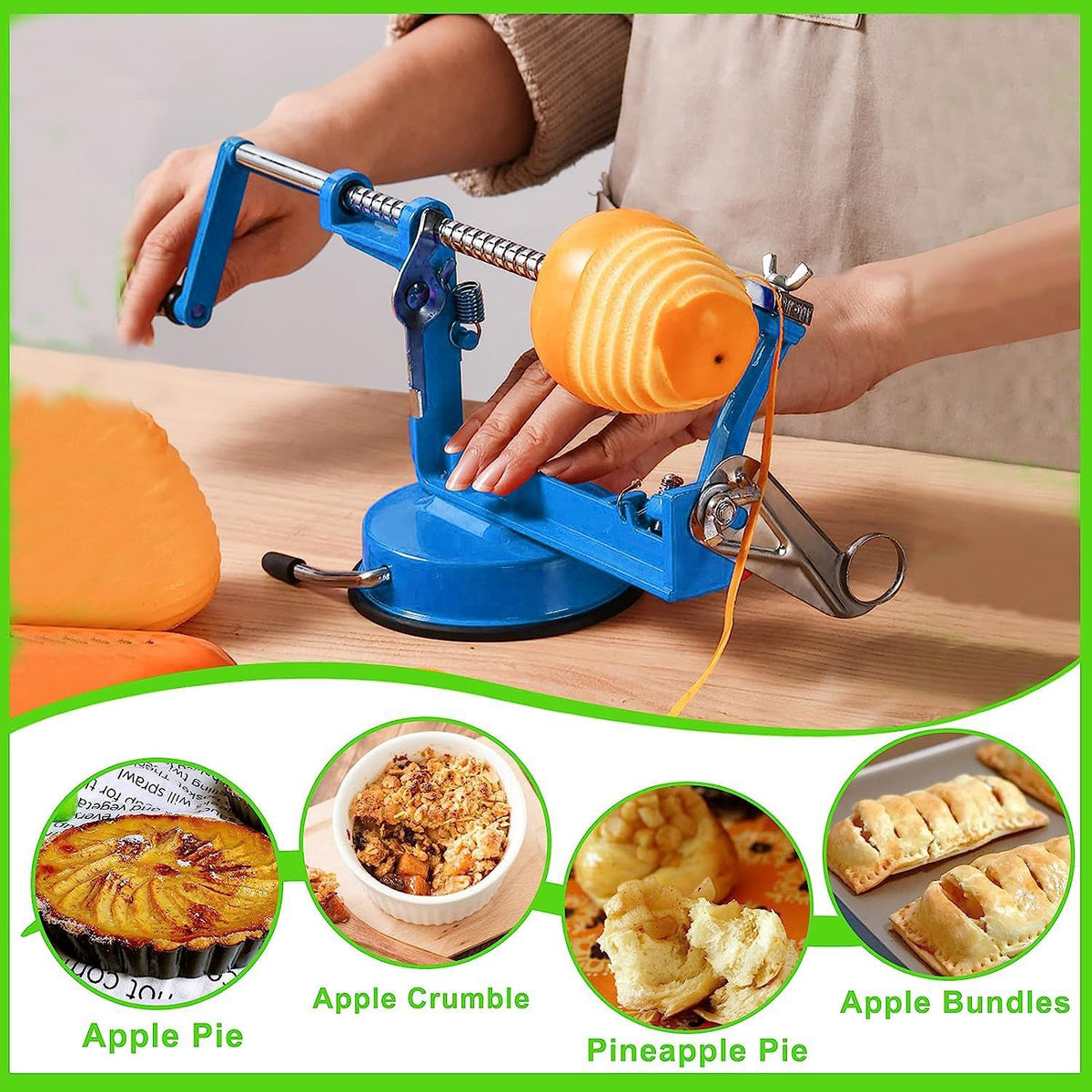 Apple Peeler Corer, Long lasting Chrome Cast Magnesium Alloy Apple Peeler Slicer Corer with Stainless Steel Blades and Powerful Suction Base for Apples and Potato(Red)