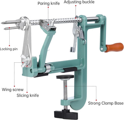 Apple Peeler Corer, Long lasting Chrome Cast Magnesium Alloy Apple Peeler Slicer Corer with Stainless Steel Blades and Powerful Suction Base for Apples and Potato(Red)