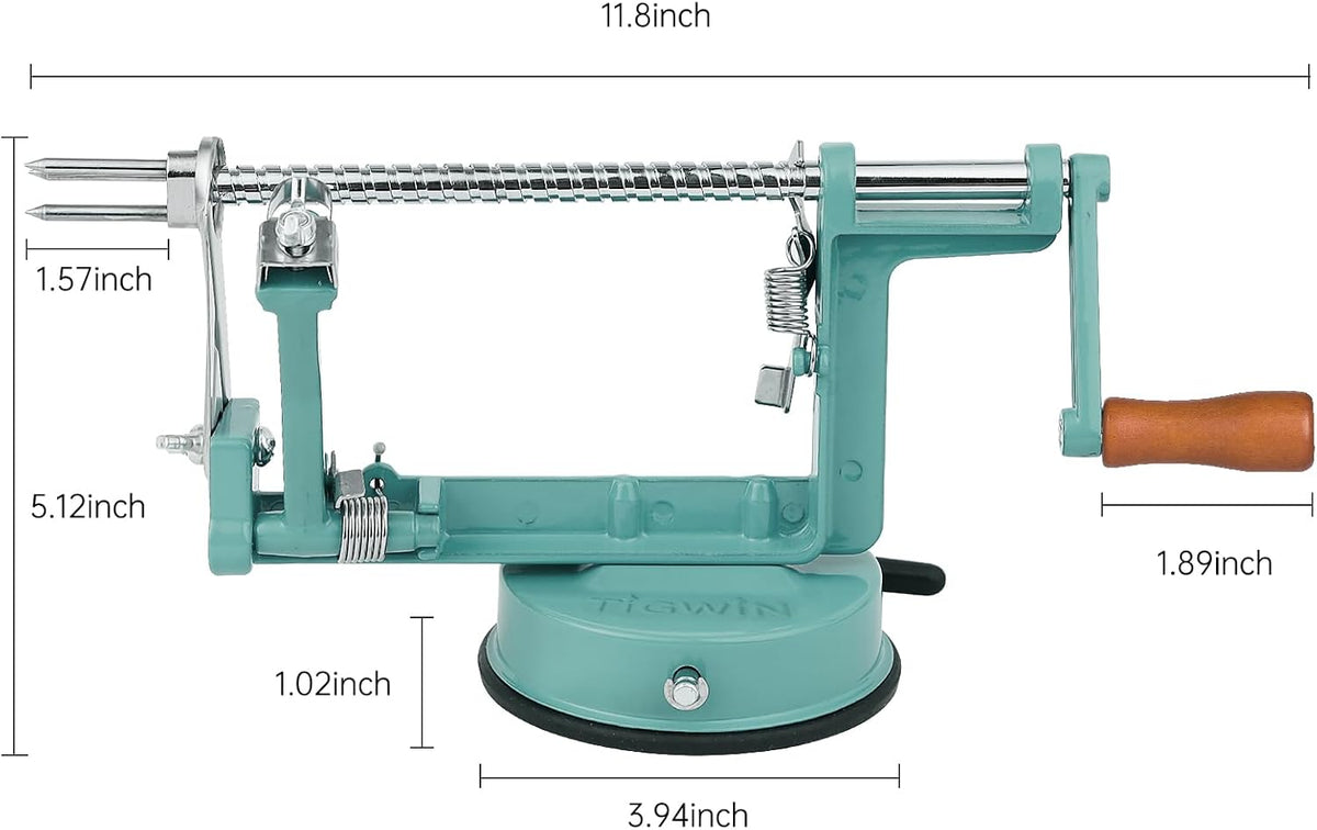 Apple Peeler Corer, Long lasting Chrome Cast Magnesium Alloy Apple Peeler Slicer Corer with Stainless Steel Blades and Powerful Suction Base for Apples and Potato(Red)