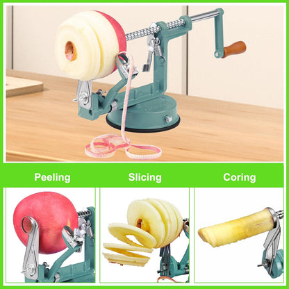 Apple Peeler Corer, Long lasting Chrome Cast Magnesium Alloy Apple Peeler Slicer Corer with Stainless Steel Blades and Powerful Suction Base for Apples and Potato(Red)