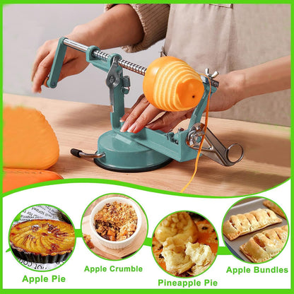 Apple Peeler Corer, Long lasting Chrome Cast Magnesium Alloy Apple Peeler Slicer Corer with Stainless Steel Blades and Powerful Suction Base for Apples and Potato(Red)