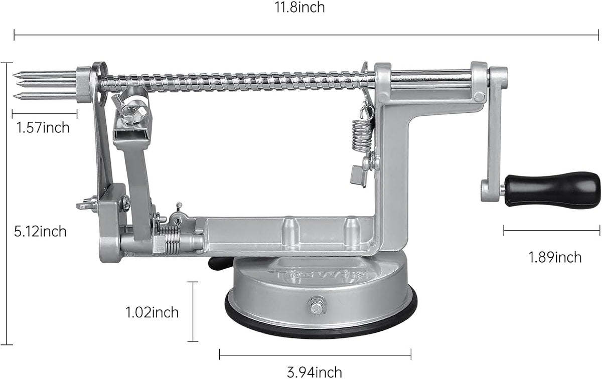 Apple Peeler Corer, Long lasting Chrome Cast Magnesium Alloy Apple Peeler Slicer Corer with Stainless Steel Blades and Powerful Suction Base for Apples and Potato(Red)