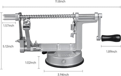 Apple Peeler Corer, Long lasting Chrome Cast Magnesium Alloy Apple Peeler Slicer Corer with Stainless Steel Blades and Powerful Suction Base for Apples and Potato(Red)
