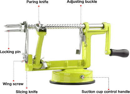 Apple Peeler Corer, Long lasting Chrome Cast Magnesium Alloy Apple Peeler Slicer Corer with Stainless Steel Blades and Powerful Suction Base for Apples and Potato(Red)