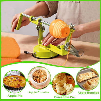 Apple Peeler Corer, Long lasting Chrome Cast Magnesium Alloy Apple Peeler Slicer Corer with Stainless Steel Blades and Powerful Suction Base for Apples and Potato(Red)