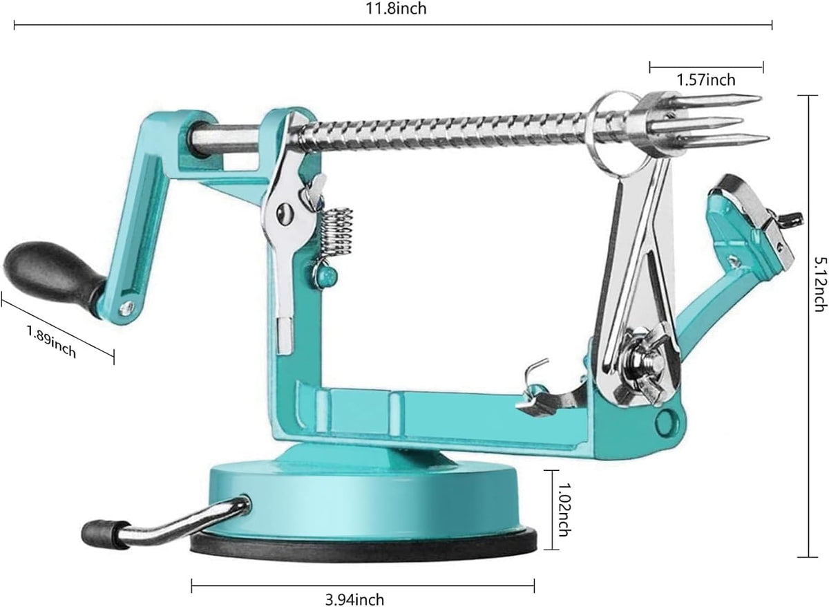 Apple Peeler Corer, Long lasting Chrome Cast Magnesium Alloy Apple Peeler Slicer Corer with Stainless Steel Blades and Powerful Suction Base for Apples and Potato(Red)
