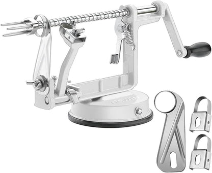 Apple Peeler Corer, Long lasting Chrome Cast Magnesium Alloy Apple Peeler Slicer Corer with Stainless Steel Blades and Powerful Suction Base for Apples and Potato(Red)