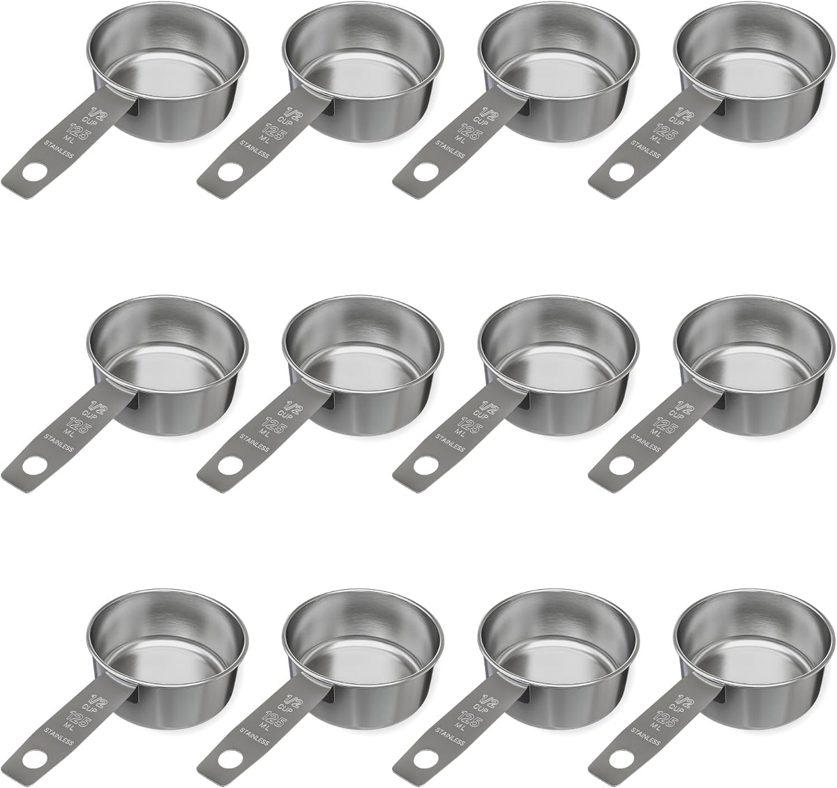 1/4 Cup Stainless Steel Measuring Cup | Sturdy Metal 60 ml | 60 cc | 2 oz | Single Cup for Wet and Dry Ingredients | Great for use as 1/4 Cup Dog Food Scoop - 1 PK