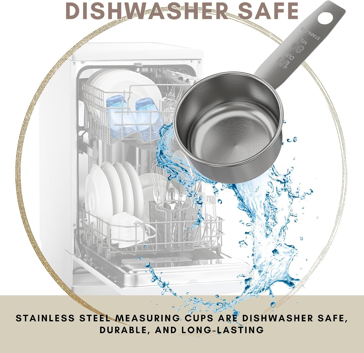 1/4 Cup Stainless Steel Measuring Cup | Sturdy Metal 60 ml | 60 cc | 2 oz | Single Cup for Wet and Dry Ingredients | Great for use as 1/4 Cup Dog Food Scoop - 1 PK