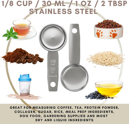 1/4 Cup Stainless Steel Measuring Cup | Sturdy Metal 60 ml | 60 cc | 2 oz | Single Cup for Wet and Dry Ingredients | Great for use as 1/4 Cup Dog Food Scoop - 1 PK