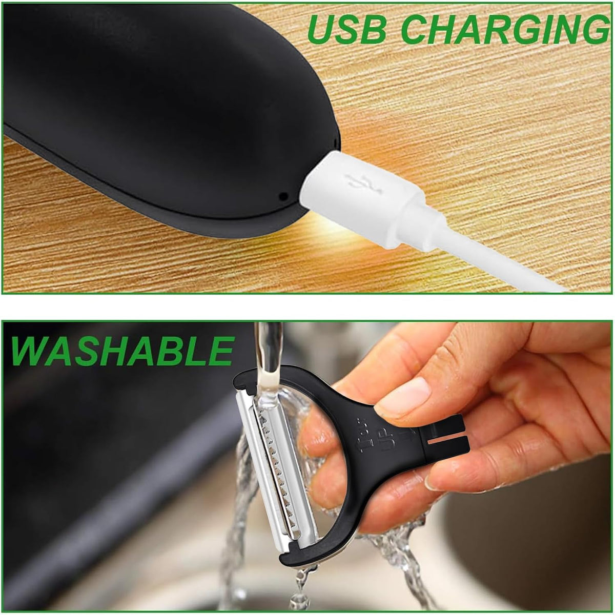 Electric Fruit Vegetable Peeler, Handheld Potato Peeler Pro Set, Kitchen Peeler Slicer with 3 Interchangeable Blades for Apple Potato Carrot Cucumber