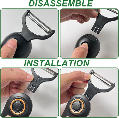 Electric Fruit Vegetable Peeler, Handheld Potato Peeler Pro Set, Kitchen Peeler Slicer with 3 Interchangeable Blades for Apple Potato Carrot Cucumber