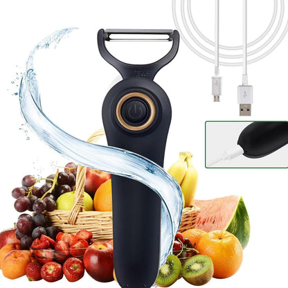 Electric Fruit Vegetable Peeler, Handheld Potato Peeler Pro Set, Kitchen Peeler Slicer with 3 Interchangeable Blades for Apple Potato Carrot Cucumber