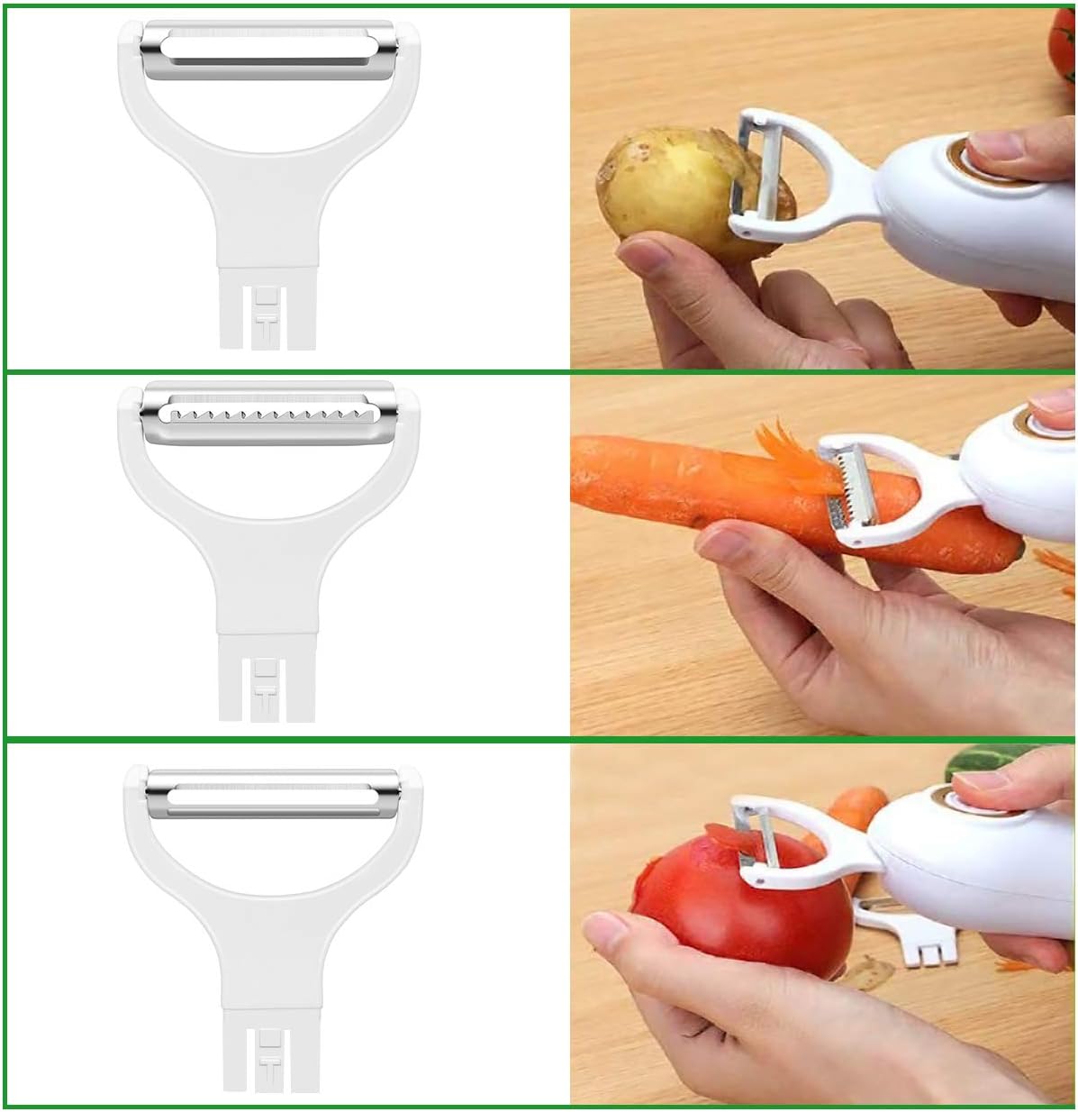 Electric Fruit Vegetable Peeler, Handheld Potato Peeler Pro Set, Kitchen Peeler Slicer with 3 Interchangeable Blades for Apple Potato Carrot Cucumber