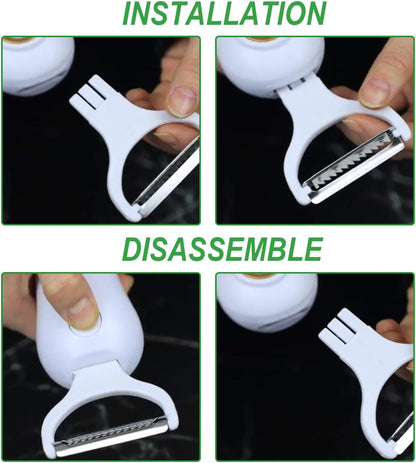 Electric Fruit Vegetable Peeler, Handheld Potato Peeler Pro Set, Kitchen Peeler Slicer with 3 Interchangeable Blades for Apple Potato Carrot Cucumber