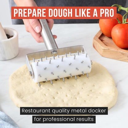 Dough Docker, Pizza Roller, Pizza Dough Roller 7mm Spikes | Ergonomic Handle,Rust-Resistant Pizza Dough Docker Roller with Precision Pizza Roller Spikes for Cracker and Pizza Dough
