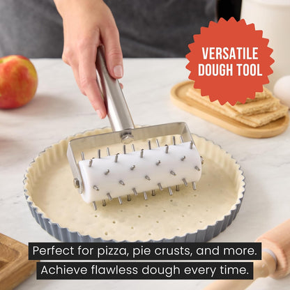 Dough Docker, Pizza Roller, Pizza Dough Roller 7mm Spikes | Ergonomic Handle,Rust-Resistant Pizza Dough Docker Roller with Precision Pizza Roller Spikes for Cracker and Pizza Dough