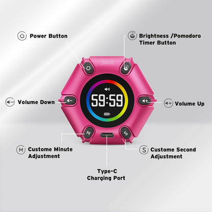 Smart FILP Pomodoro Timer 3/5/10/25/30/60min Preset, Silent & Sound Alarm