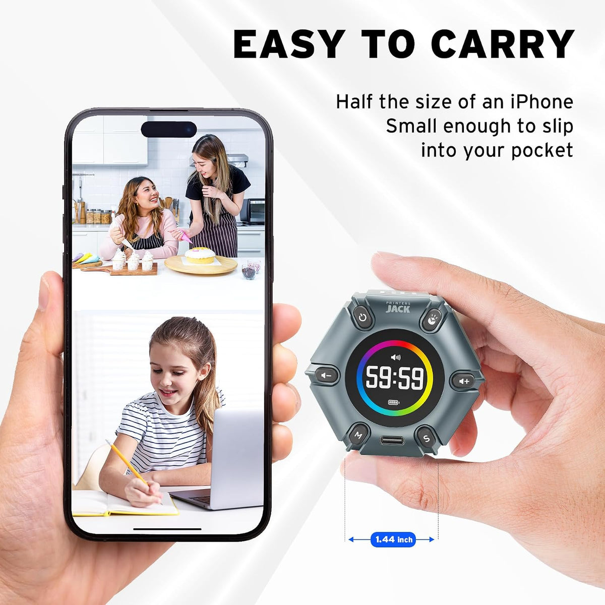 Smart FILP Pomodoro Timer 3/5/10/25/30/60min Preset, Silent & Sound Alarm