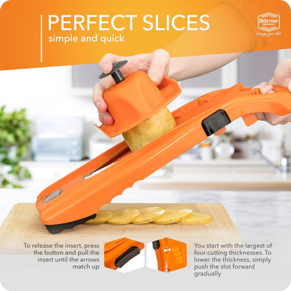 Mandoline Slicer V5 (Professional Set) • Adjustable Vegetable Slicer (7-piece) • 10 Cutting Styles • Kitchen Slicer incl. Docking Station • Stainless Steel V-Blade • Color: Red