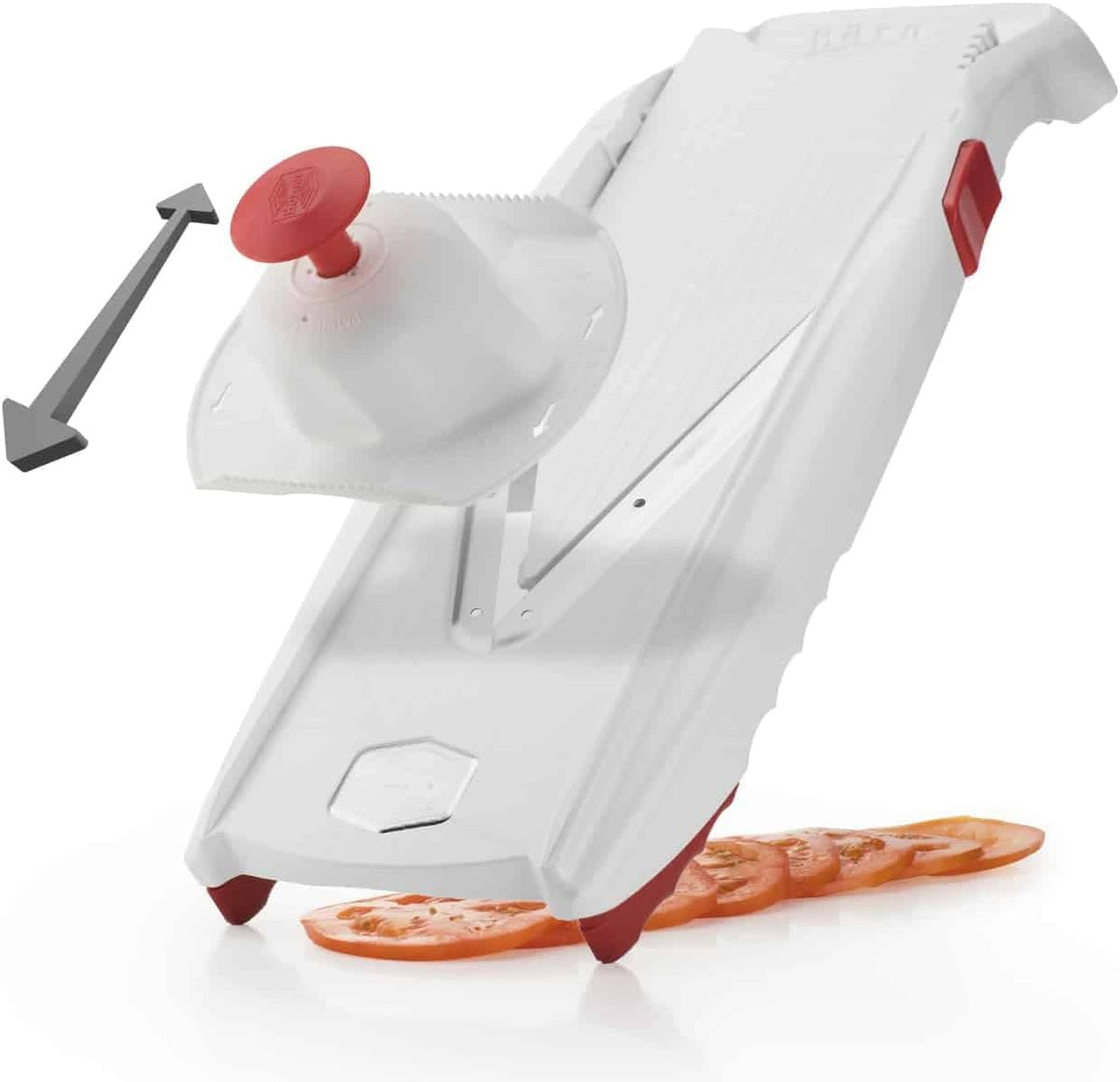 Mandoline Slicer V5 (Professional Set) • Adjustable Vegetable Slicer (7-piece) • 10 Cutting Styles • Kitchen Slicer incl. Docking Station • Stainless Steel V-Blade • Color: Red