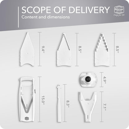 Mandoline Slicer V5 (Professional Set) • Adjustable Vegetable Slicer (7-piece) • 10 Cutting Styles • Kitchen Slicer incl. Docking Station • Stainless Steel V-Blade • Color: Red