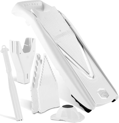 Mandoline Slicer V5 (Professional Set) • Adjustable Vegetable Slicer (7-piece) • 10 Cutting Styles • Kitchen Slicer incl. Docking Station • Stainless Steel V-Blade • Color: Red