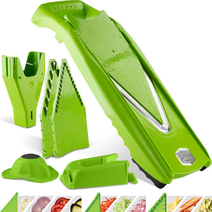 Mandoline Slicer V5 (Professional Set) • Adjustable Vegetable Slicer (7-piece) • 10 Cutting Styles • Kitchen Slicer incl. Docking Station • Stainless Steel V-Blade • Color: Red
