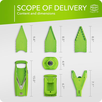 Mandoline Slicer V5 (Professional Set) • Adjustable Vegetable Slicer (7-piece) • 10 Cutting Styles • Kitchen Slicer incl. Docking Station • Stainless Steel V-Blade • Color: Red