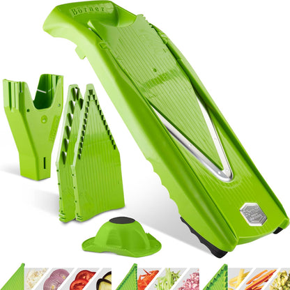 Mandoline Slicer V5 (Professional Set) • Adjustable Vegetable Slicer (7-piece) • 10 Cutting Styles • Kitchen Slicer incl. Docking Station • Stainless Steel V-Blade • Color: Red