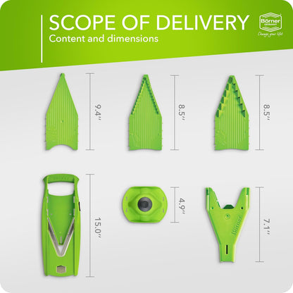 Mandoline Slicer V5 (Professional Set) • Adjustable Vegetable Slicer (7-piece) • 10 Cutting Styles • Kitchen Slicer incl. Docking Station • Stainless Steel V-Blade • Color: Red