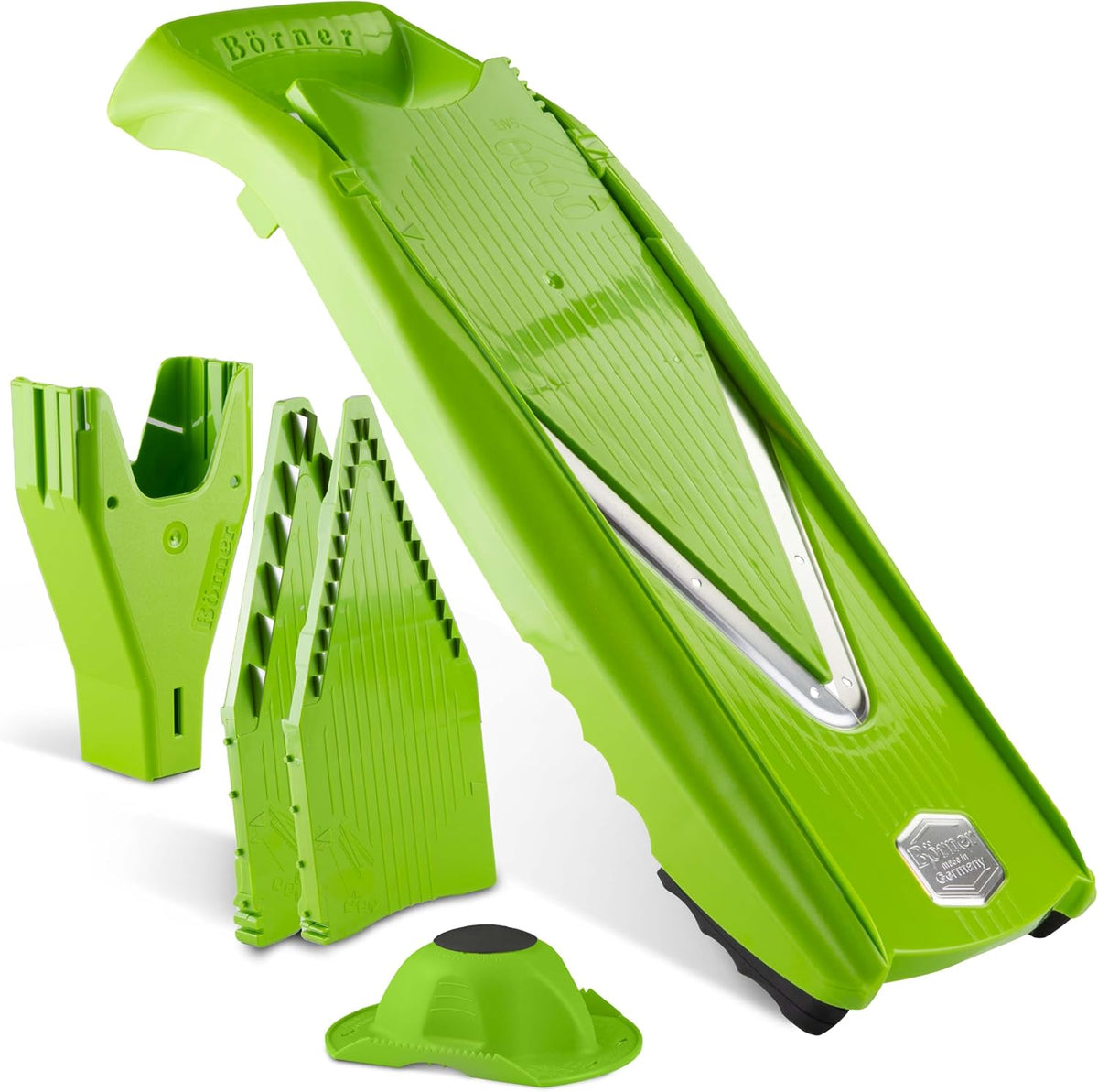 Mandoline Slicer V5 (Professional Set) • Adjustable Vegetable Slicer (7-piece) • 10 Cutting Styles • Kitchen Slicer incl. Docking Station • Stainless Steel V-Blade • Color: Red