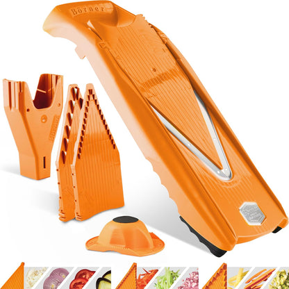 Mandoline Slicer V5 (Professional Set) • Adjustable Vegetable Slicer (7-piece) • 10 Cutting Styles • Kitchen Slicer incl. Docking Station • Stainless Steel V-Blade • Color: Red