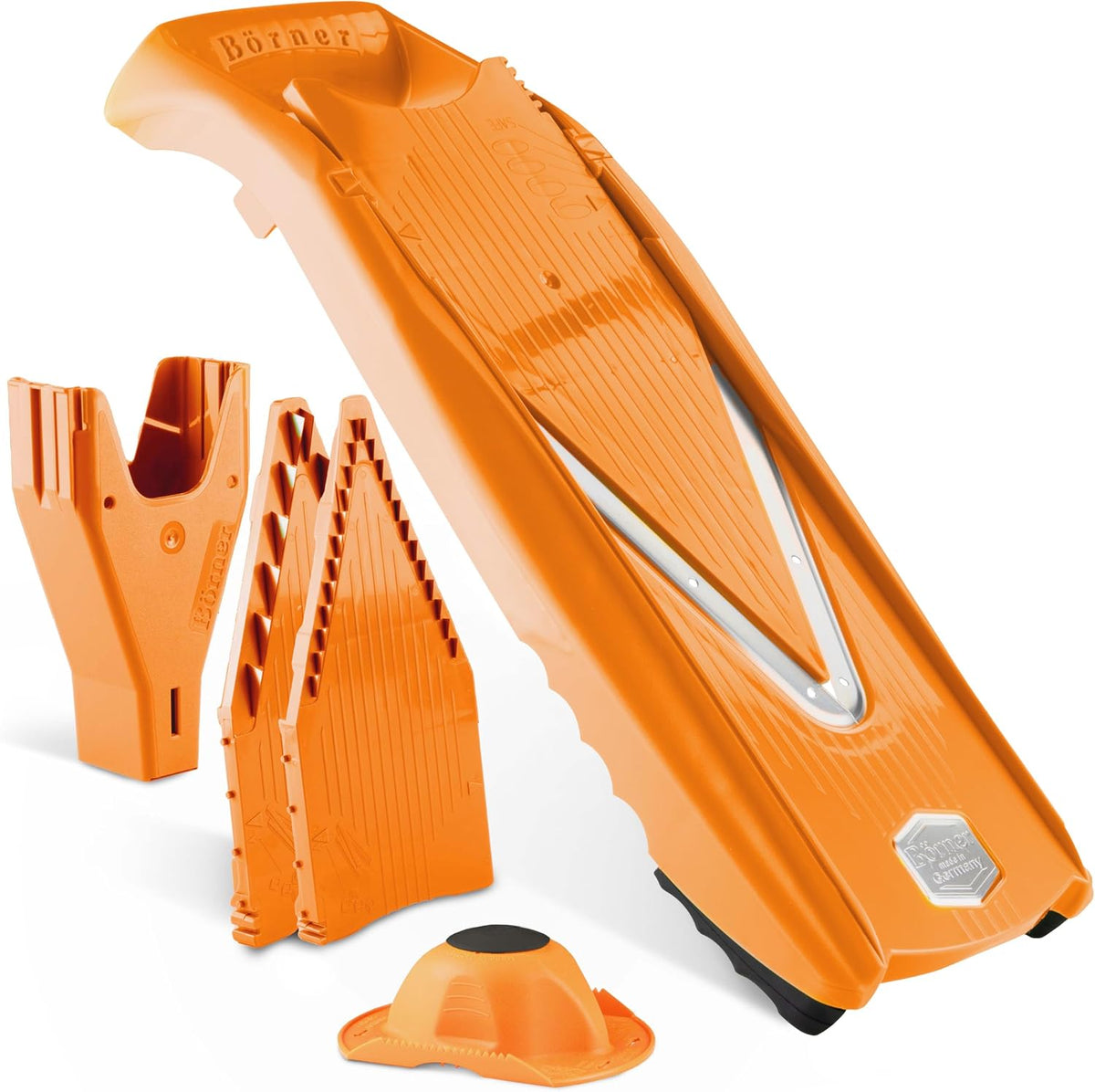 Mandoline Slicer V5 (Professional Set) • Adjustable Vegetable Slicer (7-piece) • 10 Cutting Styles • Kitchen Slicer incl. Docking Station • Stainless Steel V-Blade • Color: Red