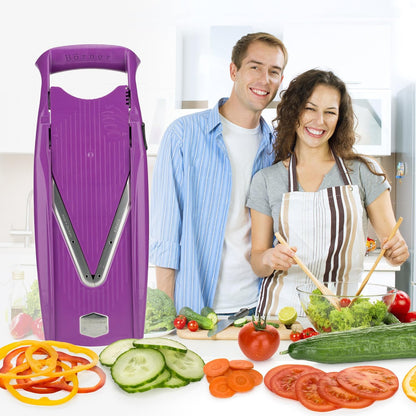 Mandoline Slicer V5 (Professional Set) • Adjustable Vegetable Slicer (7-piece) • 10 Cutting Styles • Kitchen Slicer incl. Docking Station • Stainless Steel V-Blade • Color: Red