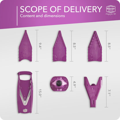 Mandoline Slicer V5 (Professional Set) • Adjustable Vegetable Slicer (7-piece) • 10 Cutting Styles • Kitchen Slicer incl. Docking Station • Stainless Steel V-Blade • Color: Red
