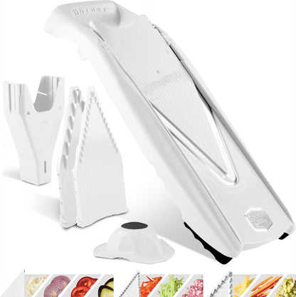 Mandoline Slicer V5 (Professional Set) • Adjustable Vegetable Slicer (7-piece) • 10 Cutting Styles • Kitchen Slicer incl. Docking Station • Stainless Steel V-Blade • Color: Red