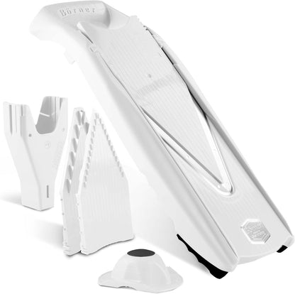 Mandoline Slicer V5 (Professional Set) • Adjustable Vegetable Slicer (7-piece) • 10 Cutting Styles • Kitchen Slicer incl. Docking Station • Stainless Steel V-Blade • Color: Red
