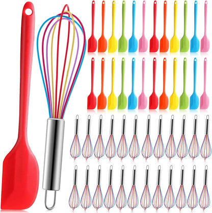 48 Pcs Rainbow Silicone Spatula and Whisk Bulk for Cooking,8 Inch