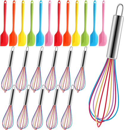 48 Pcs Rainbow Silicone Spatula and Whisk Bulk for Cooking,8 Inch