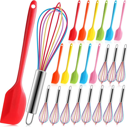 48 Pcs Rainbow Silicone Spatula and Whisk Bulk for Cooking,8 Inch