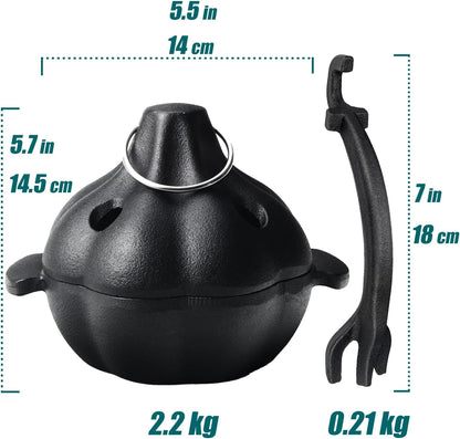 Cast Iron Garlic Roaster with Handle, Smoker Roaster, Garlic Cooker, Garlic Baker, Garlic Roasting Pot, Potato Baker, Mini Cocotte, Used in the Kitchen Oven or Outdoors on a BBQ Grill Stove
