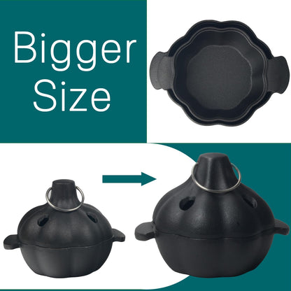 Cast Iron Garlic Roaster with Handle, Smoker Roaster, Garlic Cooker, Garlic Baker, Garlic Roasting Pot, Potato Baker, Mini Cocotte, Used in the Kitchen Oven or Outdoors on a BBQ Grill Stove