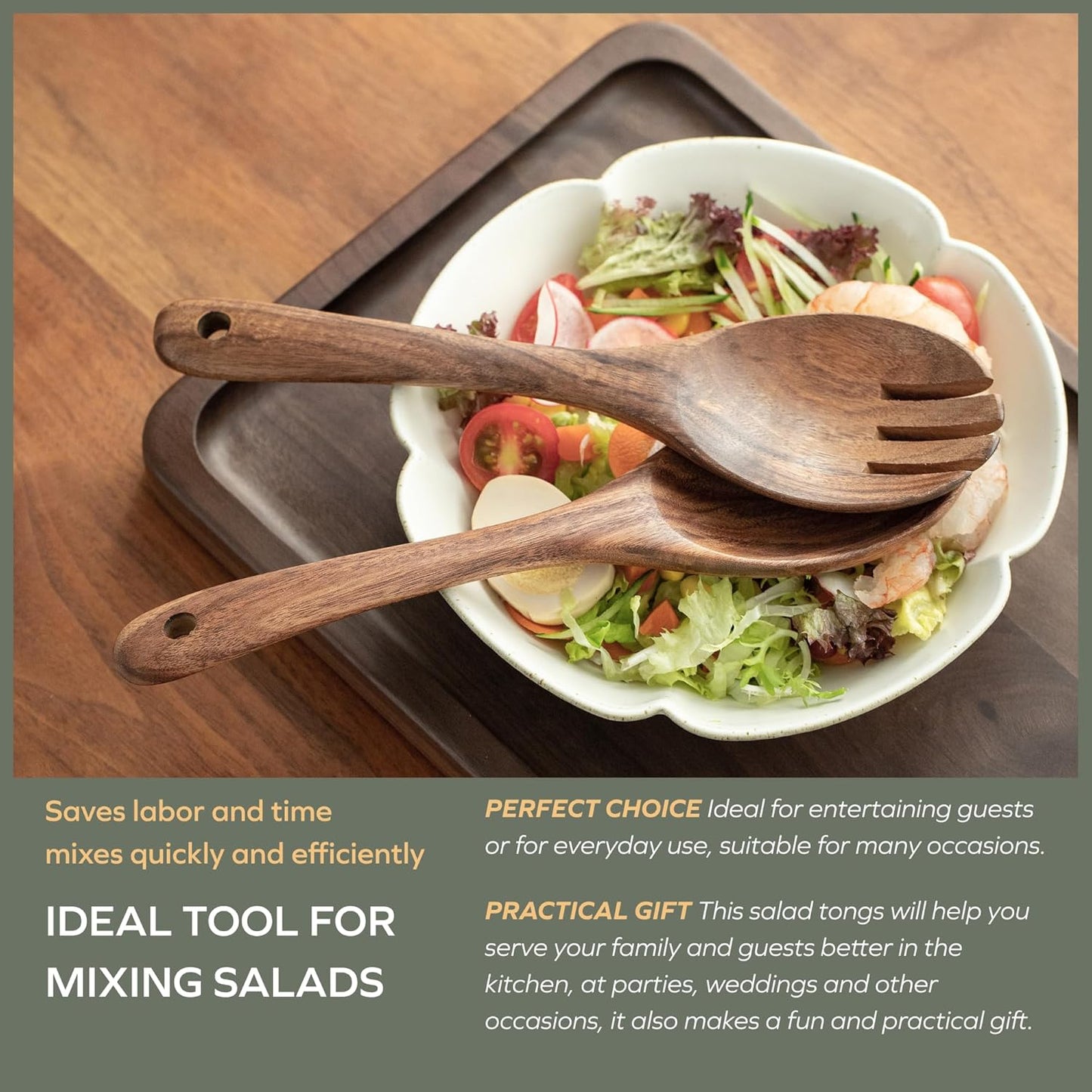 Acacia Salad Servers,10-inch,set of 2 (Acacia salad servers)
