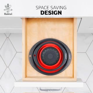 Collapsible Strainers for Kitchen, Green, Set of 2 | Silicone, Collapsible Colander, Little Pegs to Keep Food Elevated