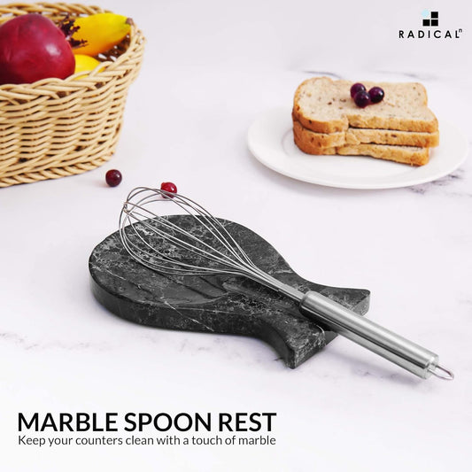 Marble Spoon Rest for Stove Top 8" Inches Black Handmade Spoon Holder For Kitchen Utensils, Ideal Heat-Resistant Cooking Utensil Rest, Modern Farmhouse Kitchen Décor