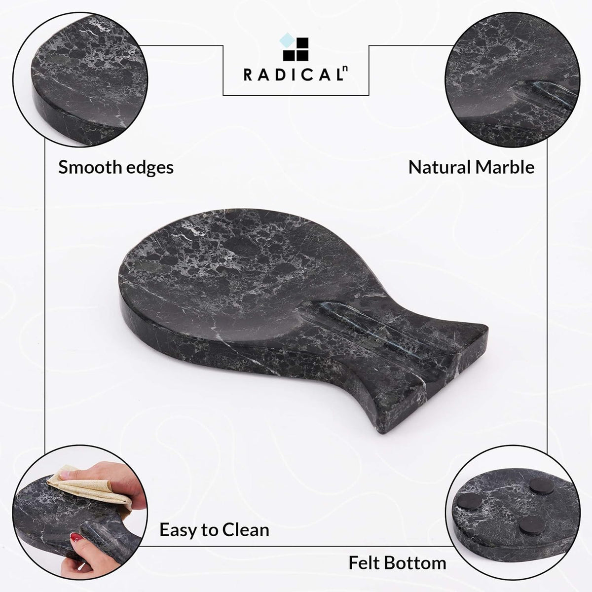 Marble Spoon Rest for Stove Top 8" Inches Black Handmade Spoon Holder For Kitchen Utensils, Ideal Heat-Resistant Cooking Utensil Rest, Modern Farmhouse Kitchen Décor