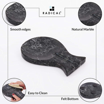 Marble Spoon Rest for Stove Top 8" Inches Black Handmade Spoon Holder For Kitchen Utensils, Ideal Heat-Resistant Cooking Utensil Rest, Modern Farmhouse Kitchen Décor