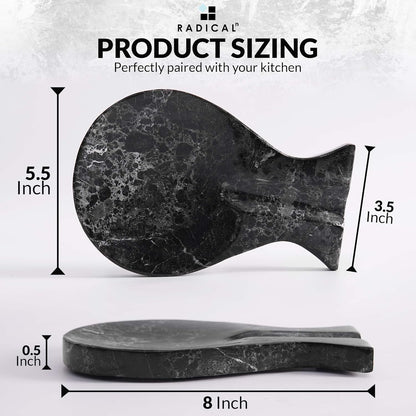 Marble Spoon Rest for Stove Top 8" Inches Black Handmade Spoon Holder For Kitchen Utensils, Ideal Heat-Resistant Cooking Utensil Rest, Modern Farmhouse Kitchen Décor
