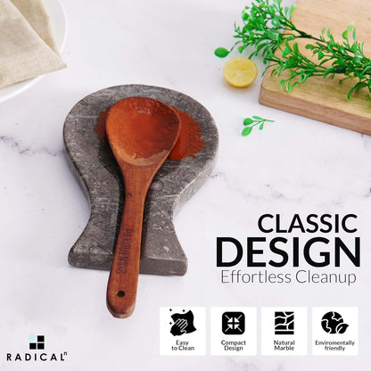 Marble Spoon Rest for Stove Top 8" Inches Black Handmade Spoon Holder For Kitchen Utensils, Ideal Heat-Resistant Cooking Utensil Rest, Modern Farmhouse Kitchen Décor
